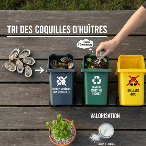 Poubelle tri selectif coquille d'huitre