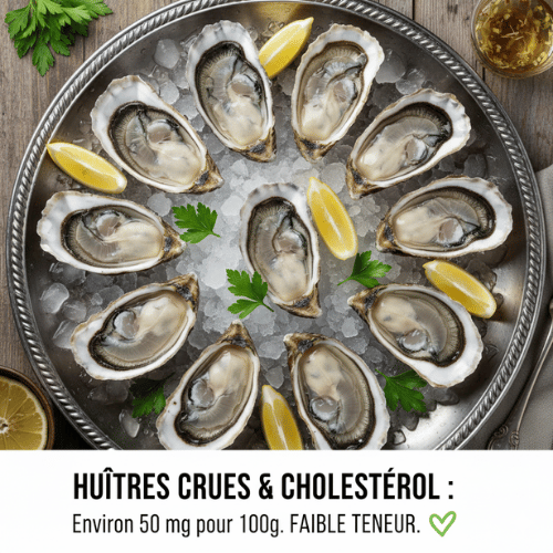 teneur en cholestérol d'un huitre crue