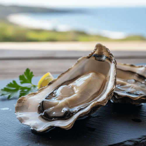 Huitres creuses posées sur une ardoise