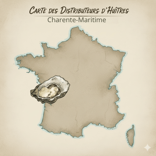 carte distributeurs automatiques d'huitres Charente maritime