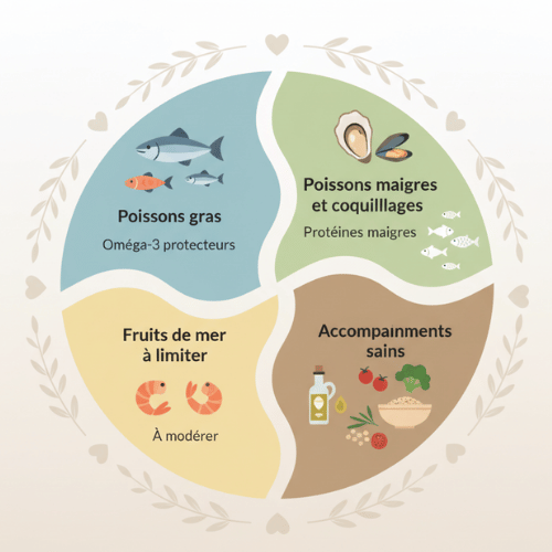 infographie assiette fruit de mer équilibrée