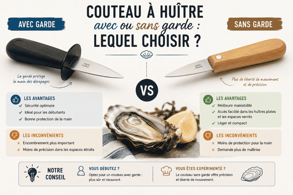 Couteau à huitre avec ou sans garde