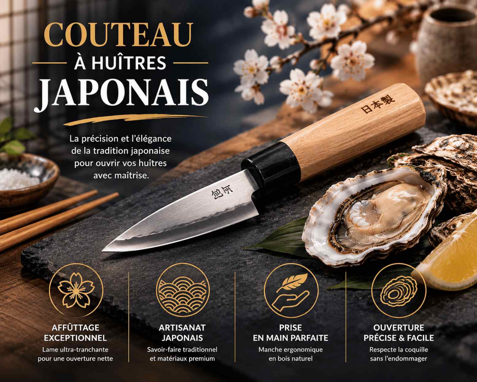 Couteau huitre japonais