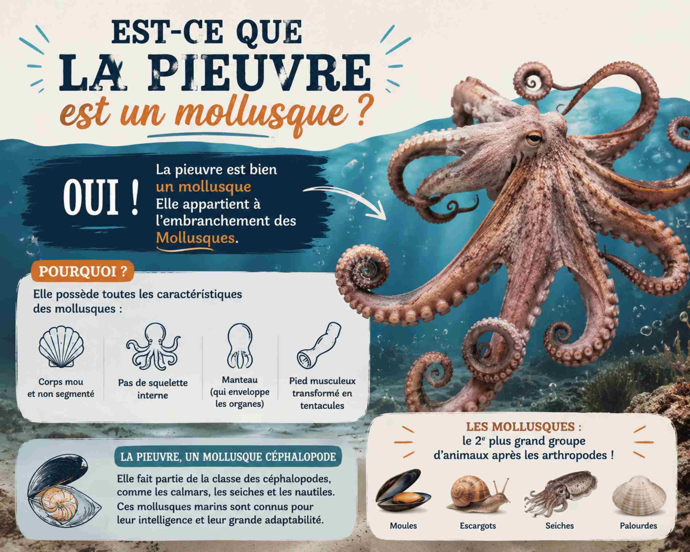 Est ce que la pieuvre est un mollusque