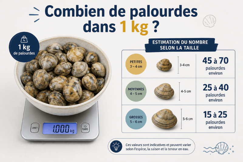 Nombre de palourdes dans 1 kg