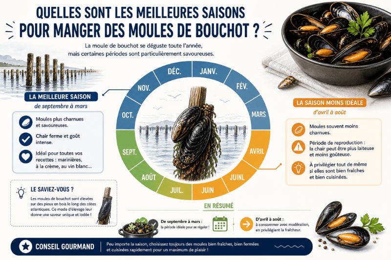 Saison manger des moules de bouchot