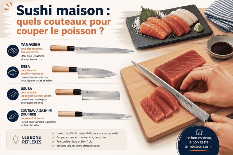 les couteaux nécessaires pour des Sushi maison