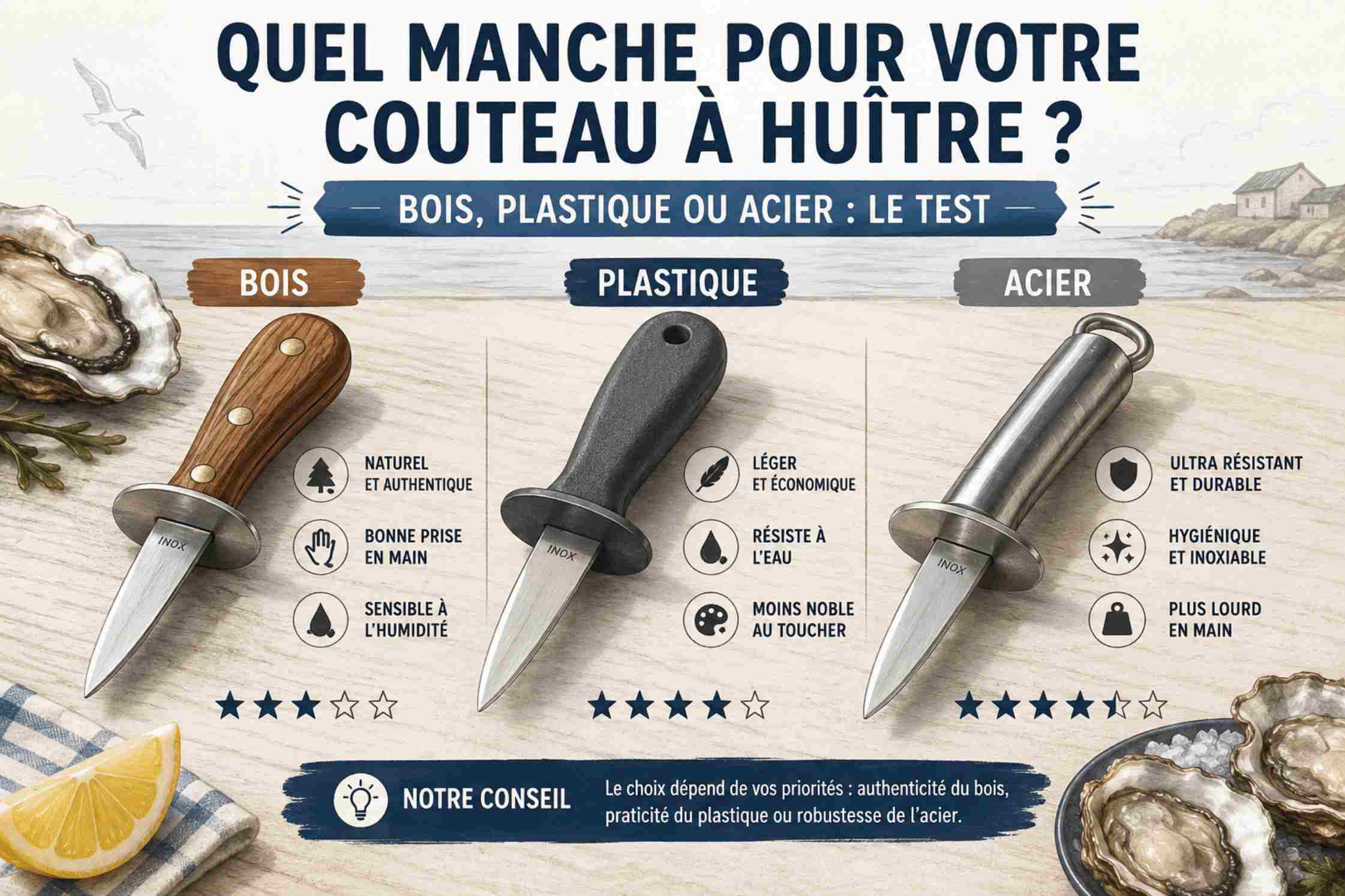 manche couteau à huitre