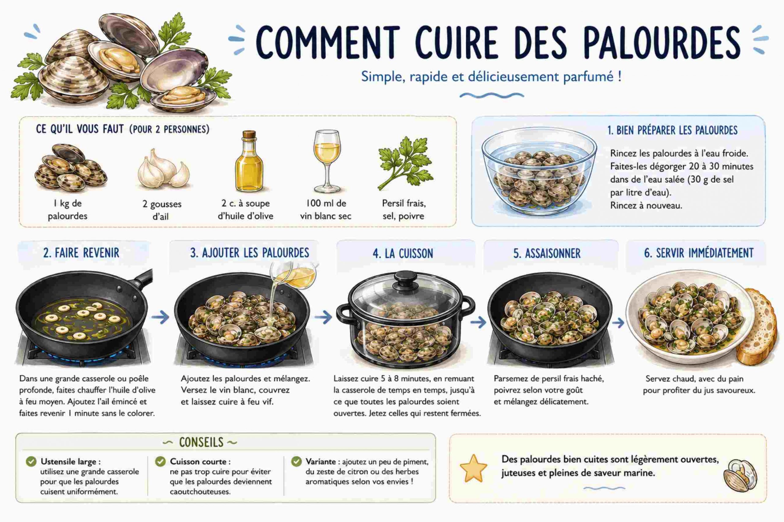 méthode de cuisson des palourdes