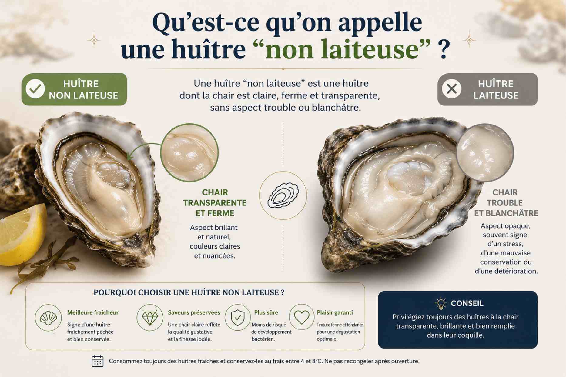 qu'est ce qu'une huitre non laiteuse