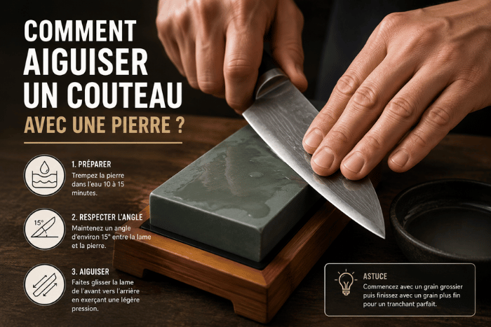 Comment aiguiser un couteau avec une pierre